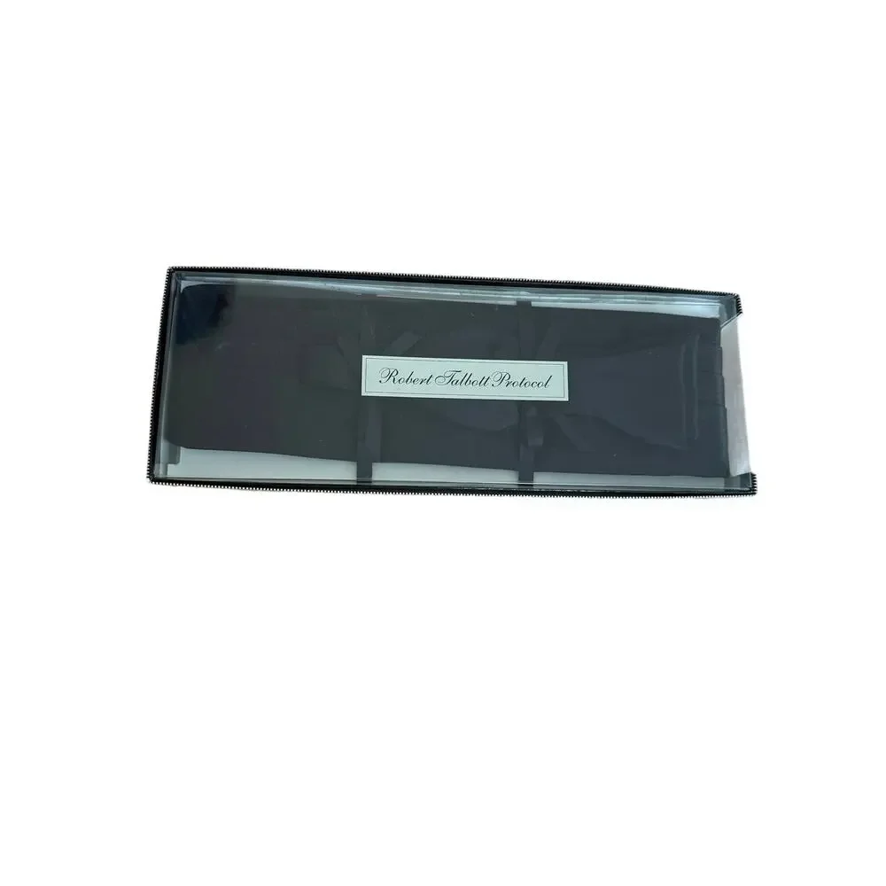 Robert Talbott Protocol Black Silk Cummerbund & Bow Tie Set in Presentation Box